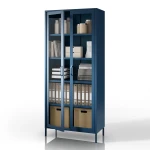 Granatowa metalowo szklana witryna - Modern Angelo 