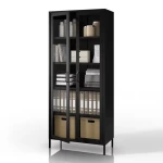 Czarna metalowo szklana witryna - Modern Angelo  