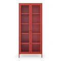 Czerwona witryna metalowa 4 półki regulowane - Modern Angelo