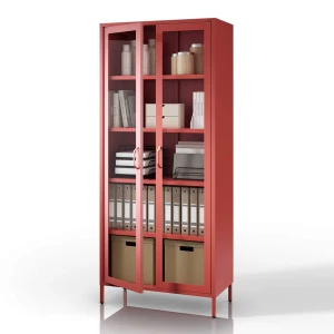 Czerwona metalowo szklana witryna - Modern Angelo  