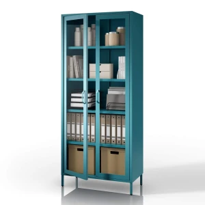 Morska / Turkusowa metalowo szklana witryna - Modern Angelo