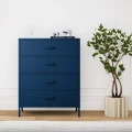 Granatowa metalowa komoda z szufladami do salonu - Carla Modern