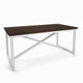 Industrial dining table Wexford, white frame, top: palermo dark oak