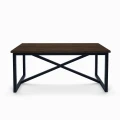 Industrial dining table Wexford, black frame, top: palermo dark oak