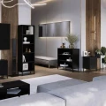 regał Luca czarny do nowoczesnych wnętrz w stylu loft; aranżacja salonu.jpg