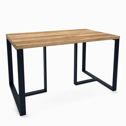 Industrial dining table Ennis, black frame, top: ancient oak