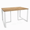Industrial dining table Ennis, white frame, top: ancient oak