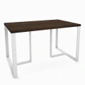 Industrial dining table Ennis, white frame, top: palermo dark oak